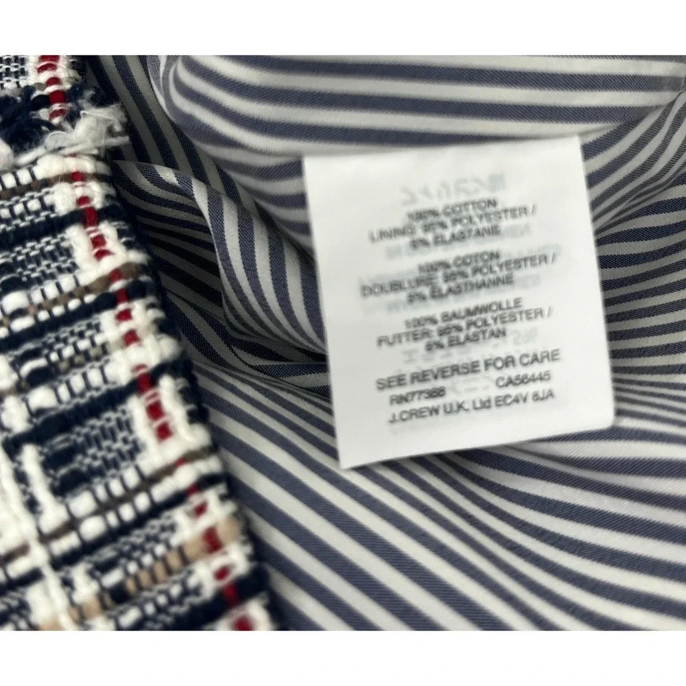 J.Crew NWT‎ Tweed Pencil Skirt Sz 10 Red White Blue Plaid Preppy